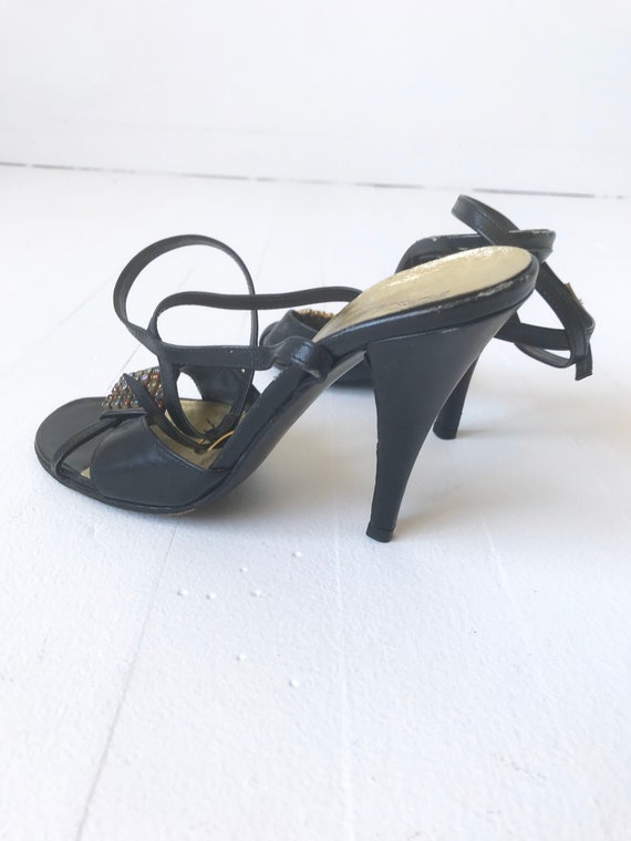 1980s Rhinestone Strappy Sandals - image 3