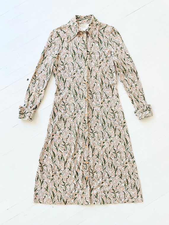 1970s DVF Tulip Print Knit Jersey Shirt Dress - image 3