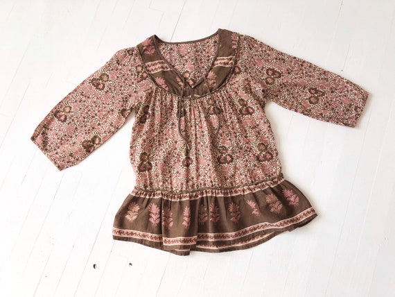 1970s Floral Indian Gauze Blouse
