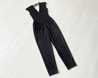 1980s Black Sequin Jumpsuit