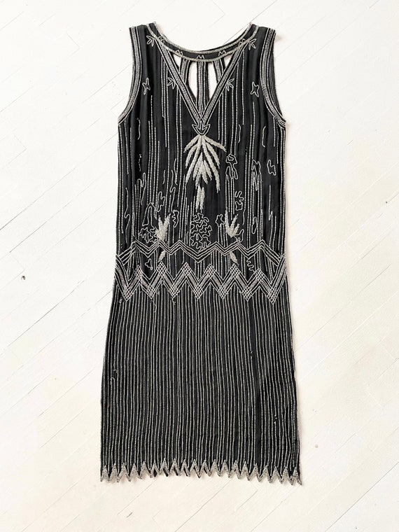 1980s does 1920s Beaded Silk Flapper Dress - image 3