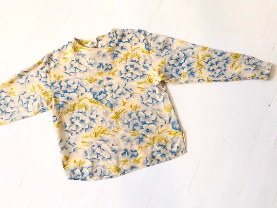 Vintage Hydrangea Print Rayon Top