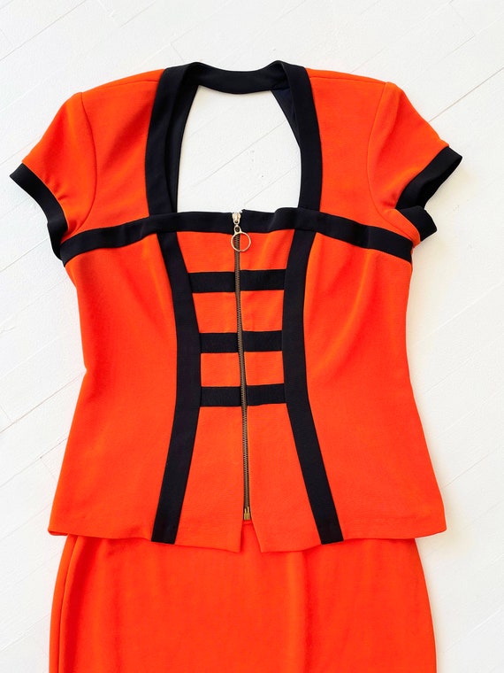 1980s Orange + Black Graphic Two Piece Set - image 2