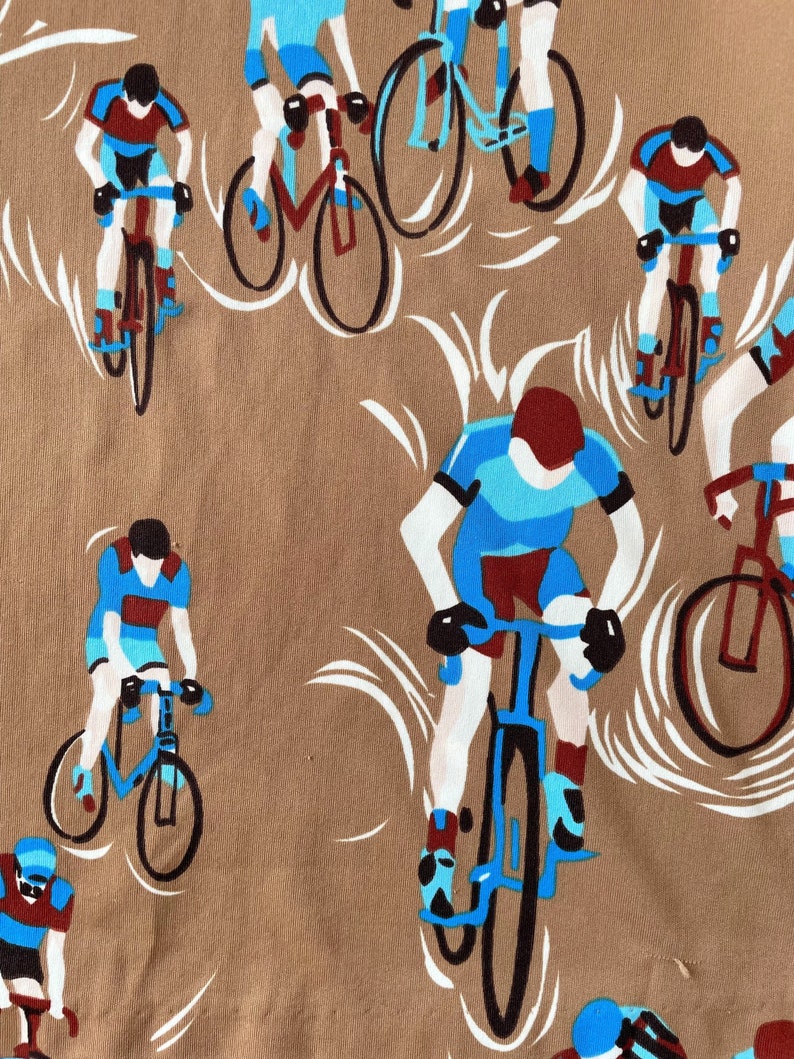 1970s Brown Cyclist Print T-Shirt image 2