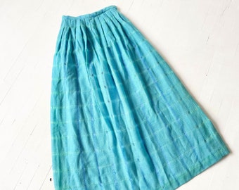 1980s Turquoise Wool Maxi Skirt