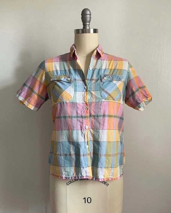 Vintage Indian Cotton Plaid Shirt - image 1