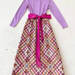 1970s Purple Patterned Paillette Maxi Dress image 3