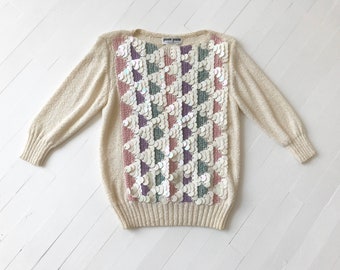 1980s Pastel Knit Paillette Sweater