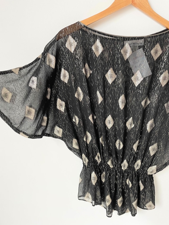 1980s Sheer Metallic Diamond Top - image 2