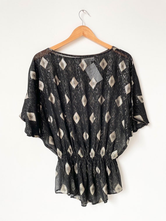 1980s Sheer Metallic Diamond Top - image 5