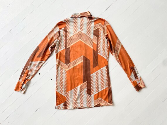 1970s Huk A Poo Rust Print Dagger Collar Shirt - image 5