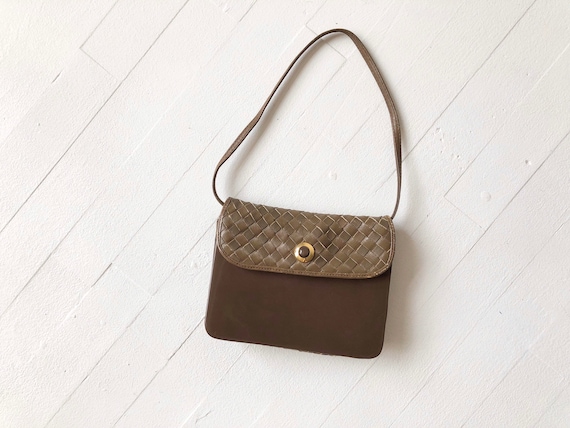 1970s Italian Brown Woven Leather + Plexiglass Bag - image 4