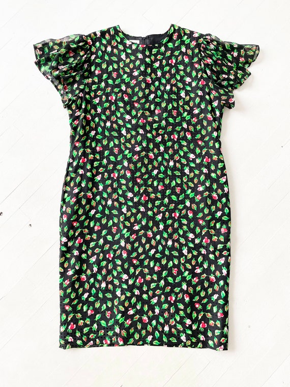 1980s Rosebud Print Silk Dress - image 3