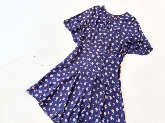 1930s Blue Floral Print Dress - image 8