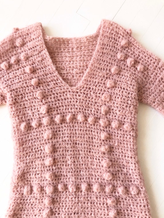 Vintage Dusty Pink Popcorn Knit Sweater - image 2