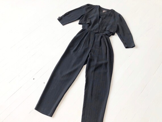 1980s Black Pinstriped Jumpsuit