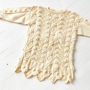 Vintage Cream Cable + Popcorn Knit Sweater