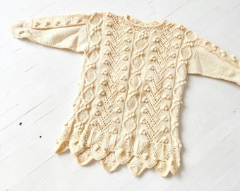 Vintage Cream Cable + Popcorn Knit Sweater