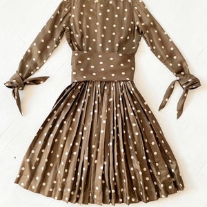 1970s Bill Blass Brown Polka Dot Dress with Matching Headscarf image 3