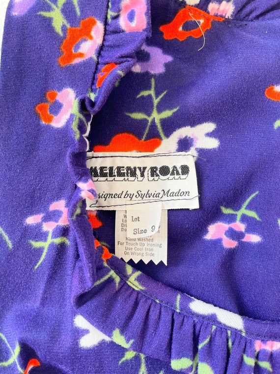 1970s Purple Floral Maxi Dress - image 6