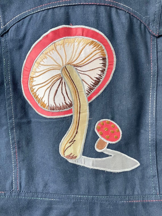 1970s Roncelli Mushroom Appliqué Denim Suit - image 4