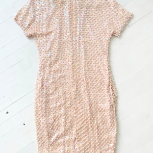 1980s Pink Paillette Bead Silk Dress image 3
