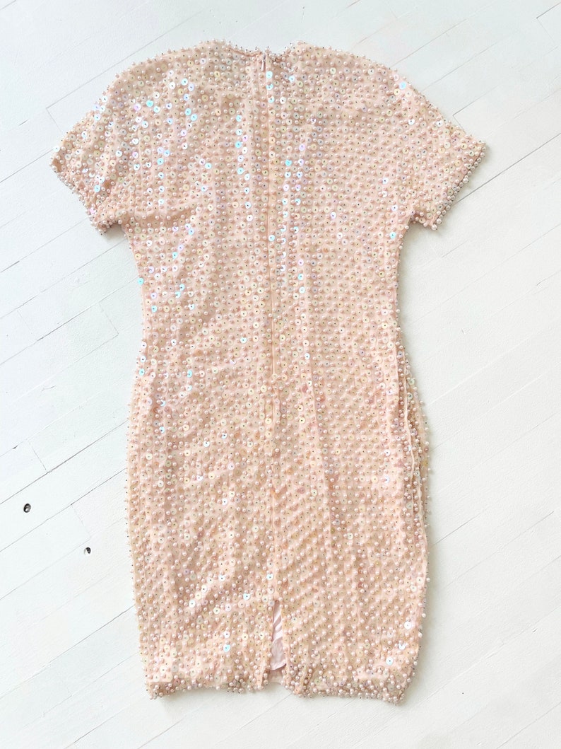 1980s Pink Paillette Bead Silk Dress image 3