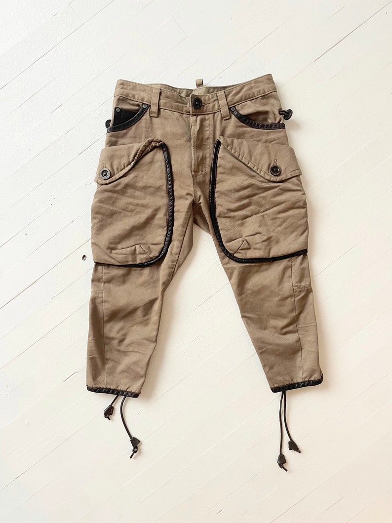 Y2K DSquared Leather Trim Cargo Pants image 3