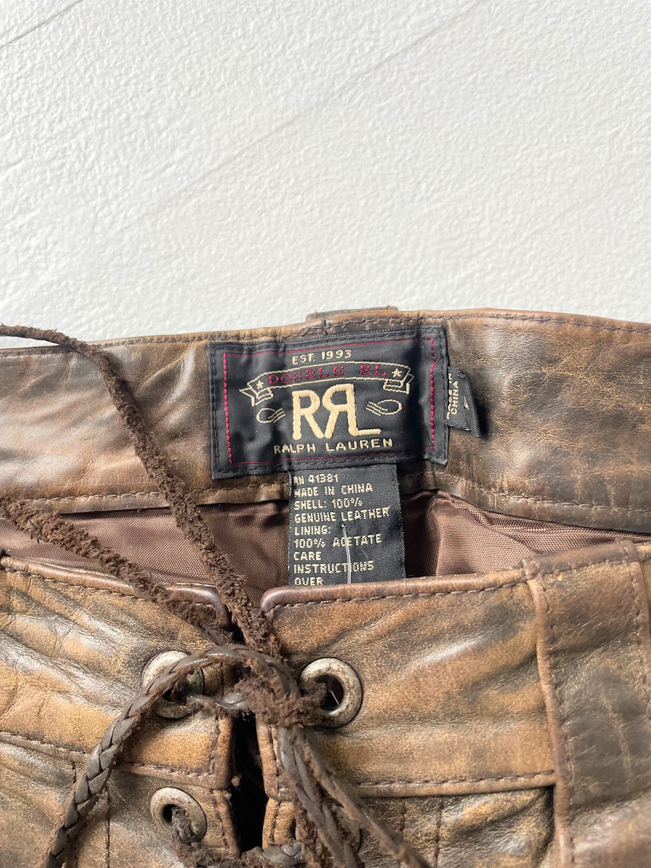 Vintage Ralph Lauren Lace-up Western Embroidered Brown Vintage Ralph Lauren Lace-up Western Embroidered Brown