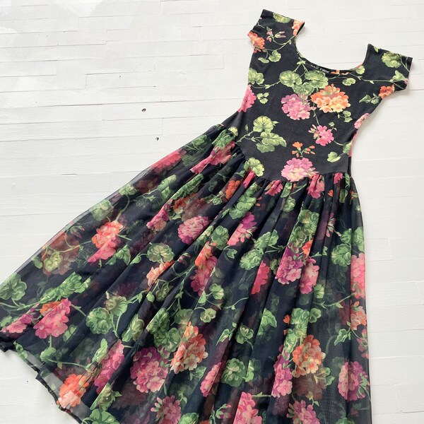 1990s Betsey Johnson Dark Floral Dress