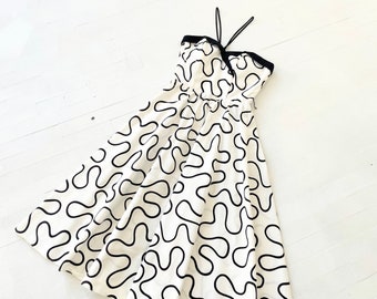 1980s Squiggle Print Party Dress