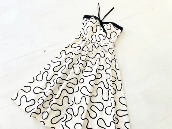 1980s Squiggle Print Party Dress - image 1