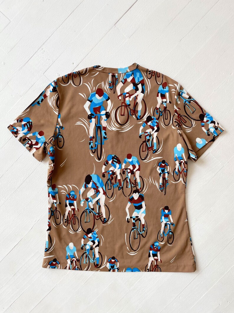 1970s Brown Cyclist Print T-Shirt image 4