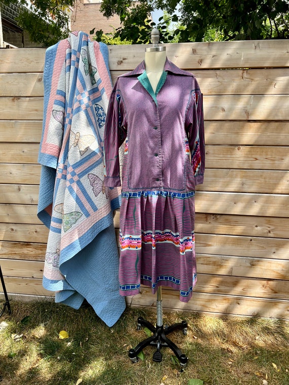 1980s Jeanne Marc Patterned Dress