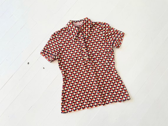 1960s Cube Print Dagger Collar Shirt - image 4