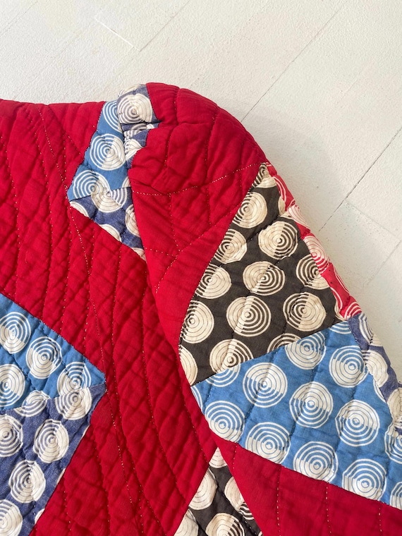 1980s Patchwork Quilted Cropped Jacket – Geometri… - image 2