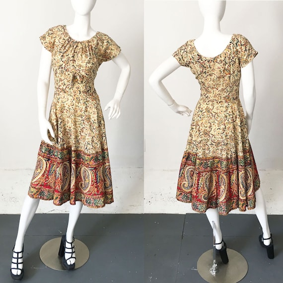 1950s Indian Cotton Paisley Dress