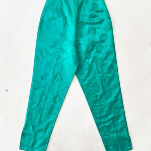 1960s Jade Floral Satin Cropped Pants image 4