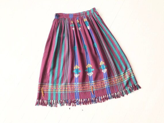 1970s Indian Rayon Embroidered Skirt
