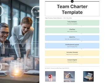 Team Charter PowerPoint Template | Editable Team Purpose & Roles Slide | Onboarding Project Alignment Tool