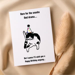 Printable Birthday Card, Cat theme card, Cat greeting, Funny Birthday card for pet lover, cat owner, Mom, Dad, friend, Digital Download