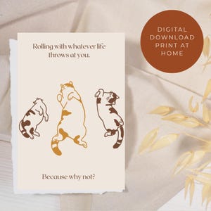 Tarjeta de aliento imprimible, tarjeta con temática de gatos, tarjeta "Pensando en ti", tarjeta para amantes de las mascotas, para dueños de gatos, mamá, papá, amigos, descarga digital