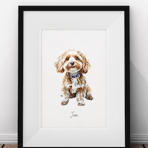 Custom Watercolor Pet Portrait: Miniature Dog or Cat Painting