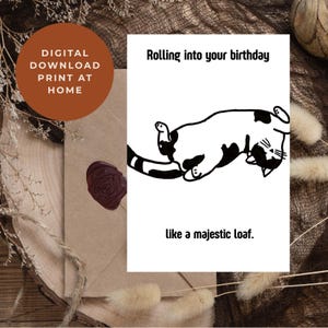 Printable Birthday Card, Cat theme card, Cat greeting, Funny Birthday card for pet lover, cat owner, Mom, Dad, friend, Digital Download