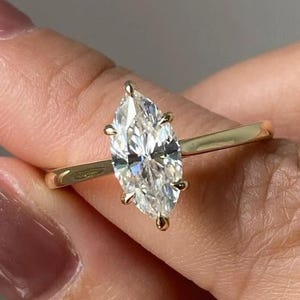 2 CT Marquise Cut Moissanite Diamond Ring, Marquise Solitaire Engagement Ring, Cathedral Set Ring, Wedding Ring, Anniversary Ring For Women