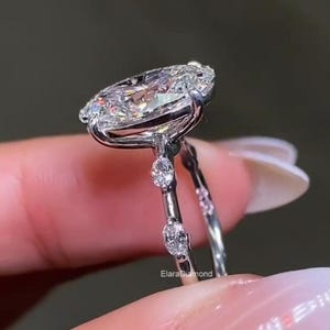 3 CT ovaal geslepen moissaniet verlovingsring, afstand effenen ring, 14K gouden trouwring, ovale diamanten ring, jubileumcadeau, beloftering