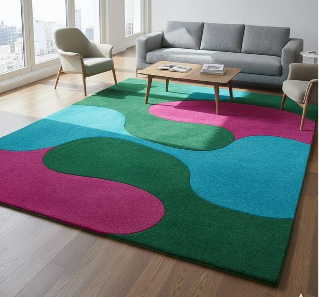 Hand Tufted Wool Area Rug, Abstract Geometric Design, Modern Living ...