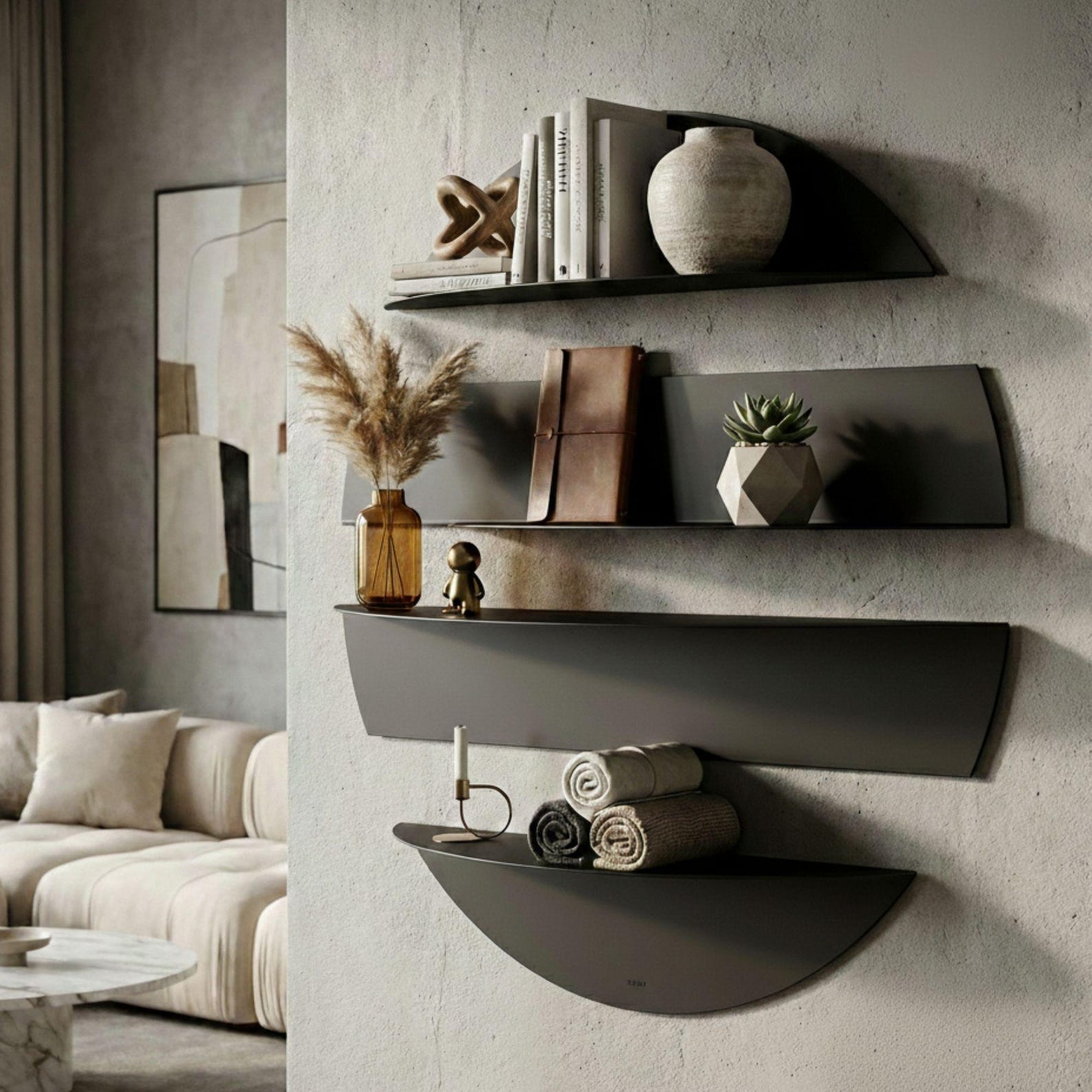 Premium Floating Shelves,wall-hung Metal Shelf, Sturdy Decorative Metal