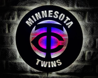 Letrero luminoso LED del equipo de béisbol Minnesota Twins, elegante decoración de pared iluminada, regalo para amantes del béisbol, regalo de Navidad