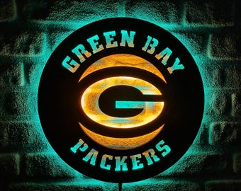 Green Bay Packers Led Lighted Sign, American Football Team Emblem Illuminated Wall Decor, Packers Man Cave Wall Art, Christmas Gift